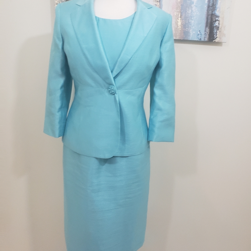 Women 2PC Stunning Turquoise Blue Dress Suit